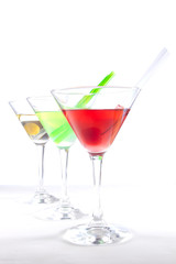Set of multi-colored cocktails