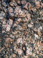 stone texture with moss on top in the Karelian forest 