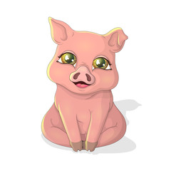Векторный рисунок. Мультяшный поросёнок