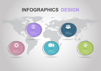 Infographic design template with flat circle banners