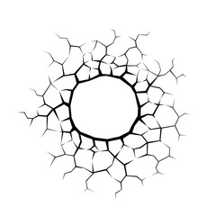 Cracks hole in the wall. Concrete or damage on white background. Texture design in grunge with stone polygon style. 