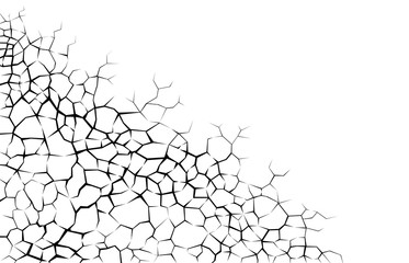 Earth cracks or networks of roots on white background. Concrete wall Texture design in grunge with stone polygon style.
