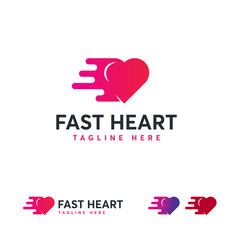 Fast Heart Logo designs concept vector, 