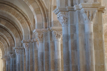 Vezelay, France-October 16, 2018: Interior of Basilica Sainte-Marie-Madeleine in Vezelay