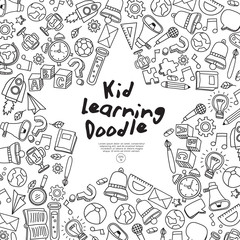 Obraz premium Set of hand drawn kid learning doodles shaped in star : Vector Illustration