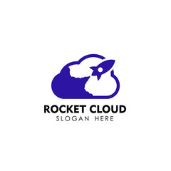 rocket cloud logo design template. cloud tech logo design template