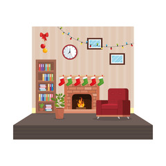living room with christmas decoration scene