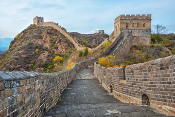 Tableaux ronds sur aluminium Mur chinois La belle grande muraille de Chine