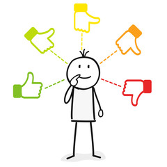 Strichmännchen / Bewertung / Meinung / Umfrage / Daumen Hoch Runter