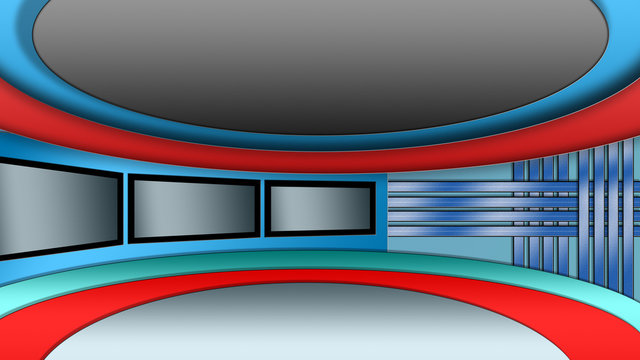 Virtual TV news studio set