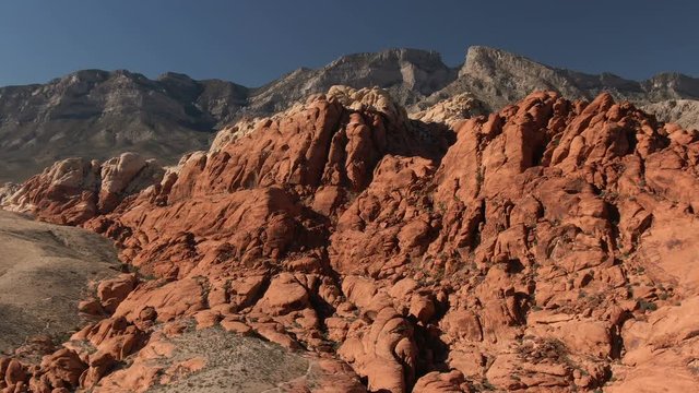 Aerial Telephoto Shot of Red Rock Canyon in Nevada Desert USA