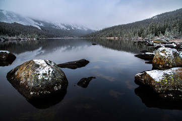 Cold Winter Morning at a Mountain Lake in Colorado