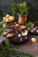 Homemade backed nuts with salted caramel for Christmas