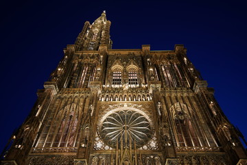 Strasbourg,France-October 12, 2018: The cathedral of Notre-Dame of Strasbourg, France, at dawn