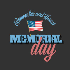 Memorial day vector banner with American flag
