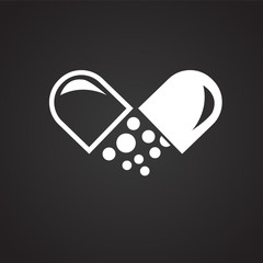 Pill on black background icon