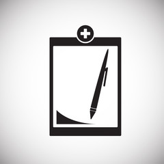 Medical report list on white background icon