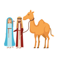 virgin mary and saint joseph with camel