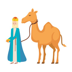 wise king with camel manger character