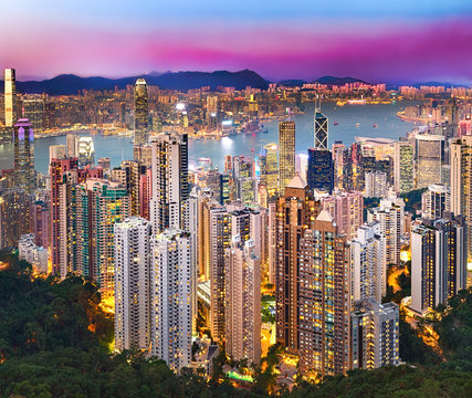 Hong Kong skyline night view