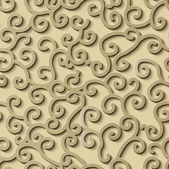 Seamless relief sculpture decoration retro pattern Asia spiral vortex cross vine frame line