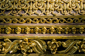 Abstract wooden craft, Thai texture in temple.