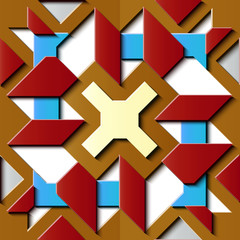 Seamless relief sculpture decoration retro pattern polygon geometry cross kaleidoscope