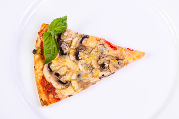 Pizza with ham and mushrooms