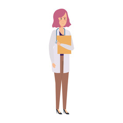 female doctor with stethoscope and documents