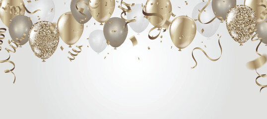 balloons poster for celebrate the national day  Happy card. and ribbons. Flat falling glitter. Abstract triangles and ribbons on label.