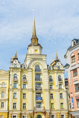 Fototapeta na wymiar Beautiful houses in elite city district Vozdvizhenka. Kiev, Ukraine