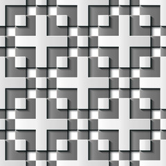 Seamless relief sculpture decoration retro pattern gray mosaic pixel geometry cross kaleidoscope