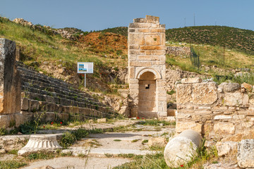 Ruins of the ancient town Hierapolis, now Pamukkale, Turkey