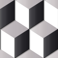 Seamless relief sculpture decoration retro pattern gray geometry 3D square cube