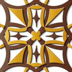 Seamless relief sculpture decoration retro pattern curve cross star geometry frame line kaleidoscope