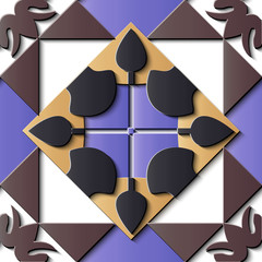 Seamless relief sculpture decoration retro pattern geometry square check cross flower