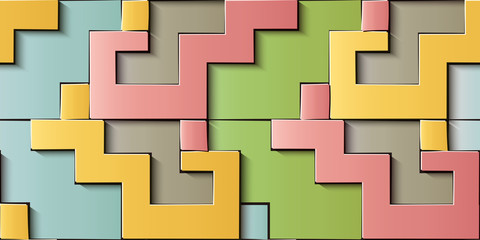 Seamless relief sculpture decoration retro pattern geometry colorful polygon cross frame kaleidoscope