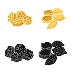 Isolated object of pasta and carbohydrate icon. Collection of pasta and macaroni vector icon for stock.