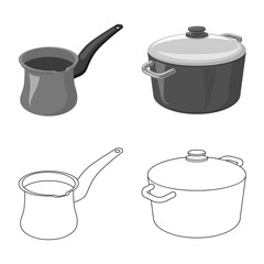 Vector design of kitchen and cook icon. Collection of kitchen and appliance vector icon for stock.