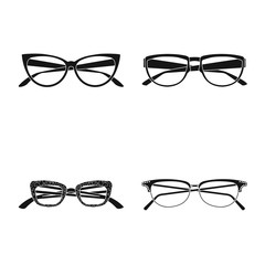 Vector design of glasses and frame icon. Set of glasses and accessory stock symbol for web.