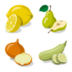 Vector illustration of vegetable and fruit logo. Collection of vegetable and vegetarian vector icon for stock.