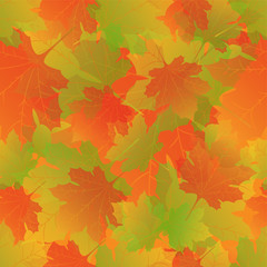 Fototapeta na wymiar Vector seamless background: a lot of maple autumn leaves