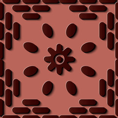 Seamless relief sculpture decoration retro pattern round curve cross geometry frame flower