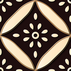 Seamless relief sculpture decoration retro pattern check curve round cross frame flower