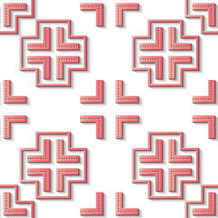 Fototapeta premium Seamless relief sculpture decoration retro pattern geometry cross frame line kaleidoscope