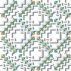 Seamless relief sculpture decoration retro pattern check sawtooth geometry cross triangle frame line kaleidoscope
