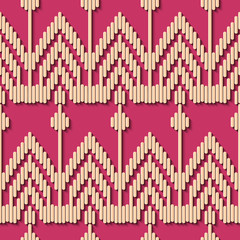 Seamless relief sculpture decoration retro pattern triangle geometry cross stitch frame line
