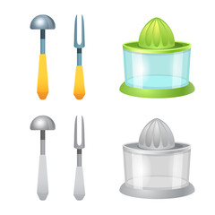 Isolated object of kitchen and cook symbol. Set of kitchen and appliance stock symbol for web.