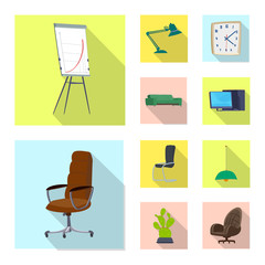 Vector illustration of furniture and work symbol. Collection of furniture and home vector icon for stock.