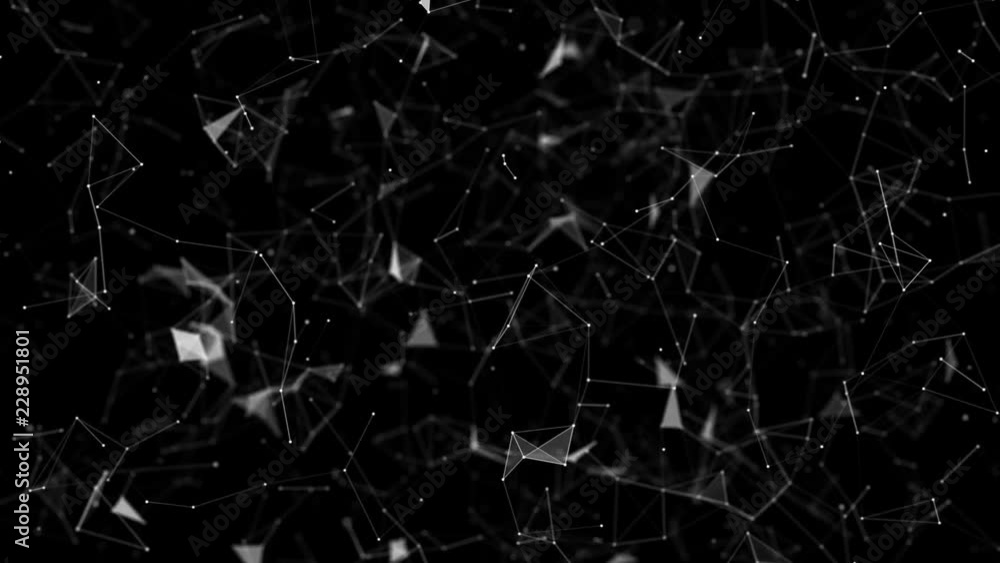 Poster futuristic network.field of interacting particles. depth of field. seamless loop.